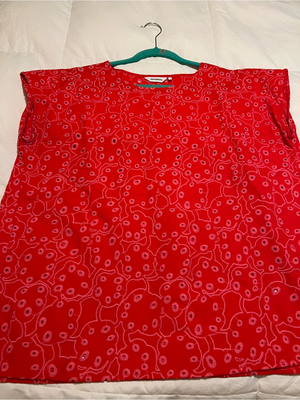 Marimekko Red Skirt with Pink Embroidery